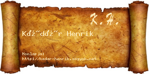 Kádár Henrik névjegykártya